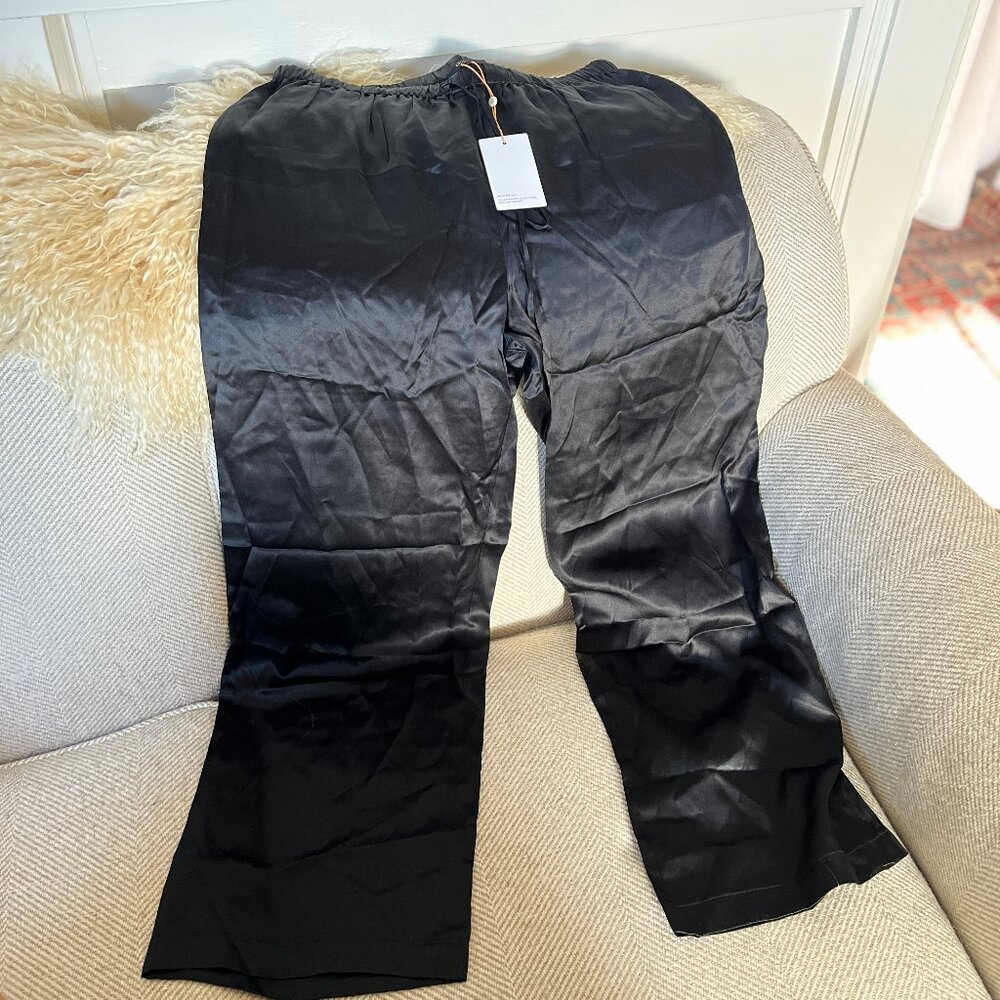 NWT Quince Size L Washable Silk Black Pants with Drawstring